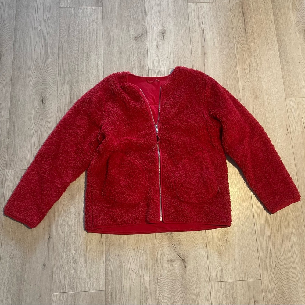 Lululemon Oh So Sherpa Full Zip - Dark Red Fuzzy Faur Fur Teddy Jacket Coat - Picture 7 of 7